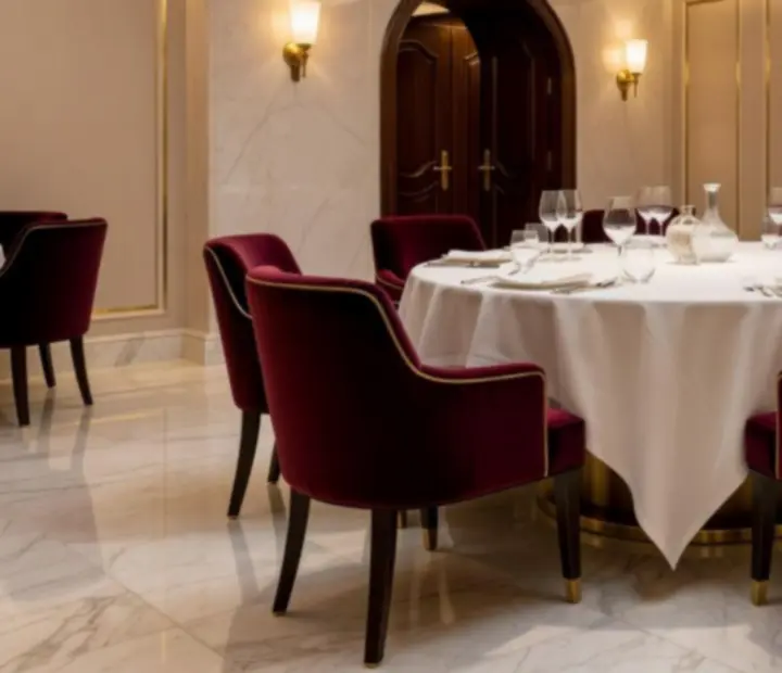 Luksuzna VIP privatna soba u Croatera casino restoranu s intimnim osvjetljenjem i elegantnim stolom.